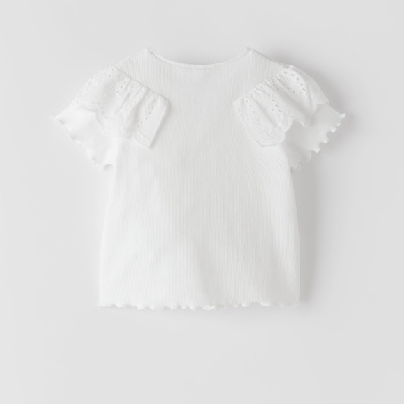Zara Kids Swiss Embroidered Ruffle Shirt NWT - Picture 2 of 5